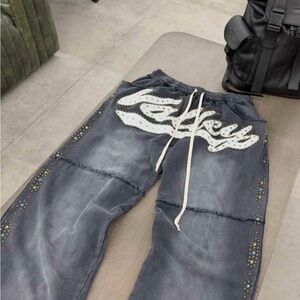 Stylish Gray Sweatpants with Embellishments